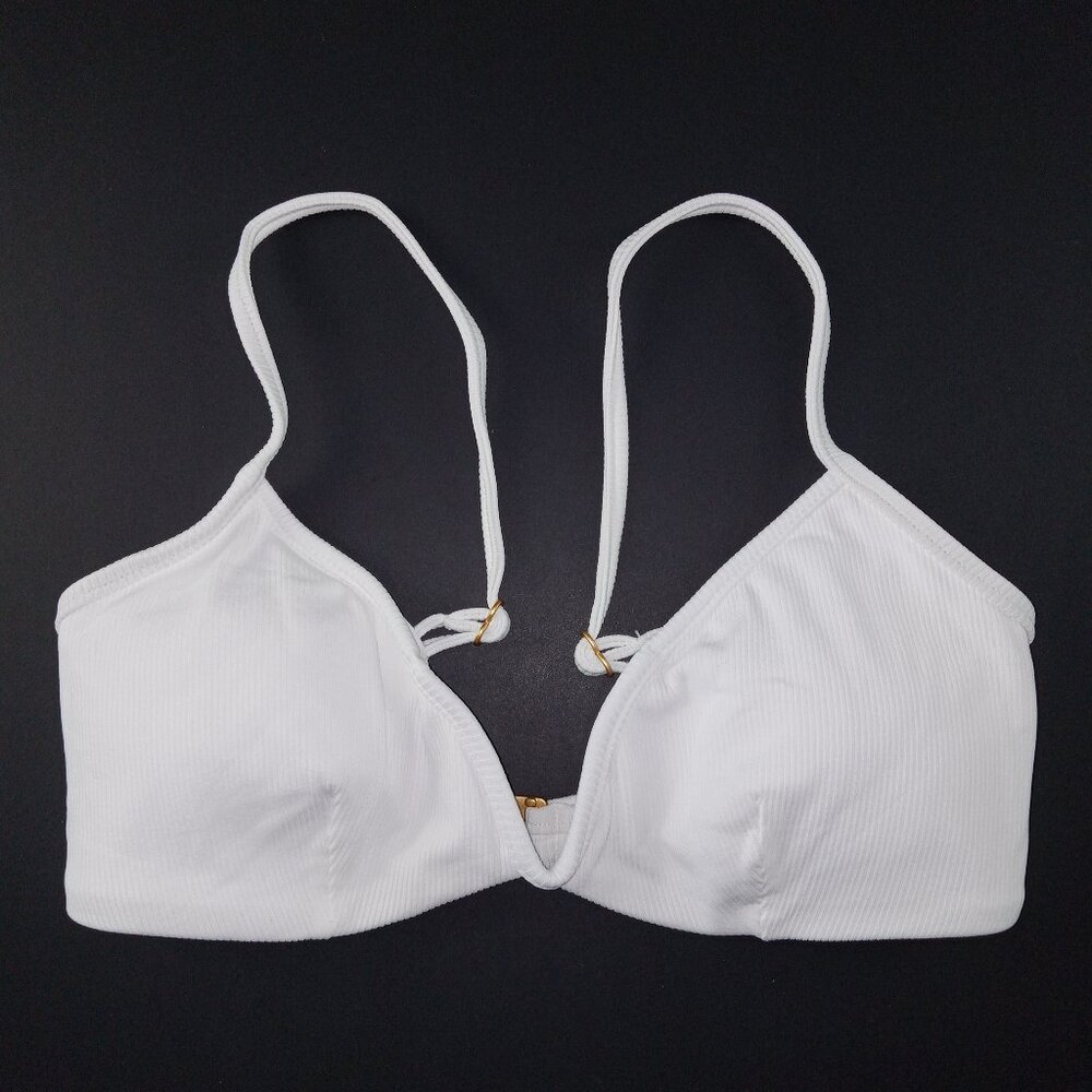 L*Space Ribbed Helena Bikini Top Women's Size Small White Removable Pads Swim